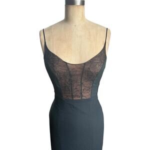 Narciso Rodriguez black lace maxi dress evening gown size XS
